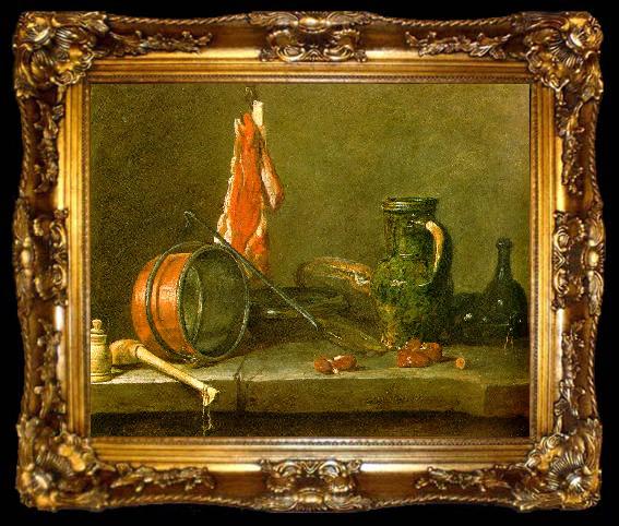 framed  jean-Baptiste-Simeon Chardin A  Lean Diet with Cooking Utensils, ta009-2